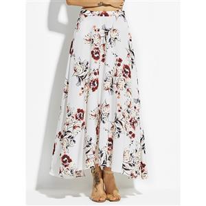 Fashion Women's Flower Print Ankle-length Skirt N14521