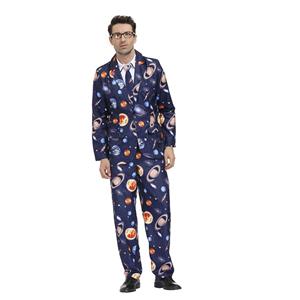 Men 's Fashion Space Pattern Print Personalized Party Suit Adult Cosplay Costume N20487