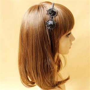 Gathic Vintage Black Rose Hair Clasp J13033