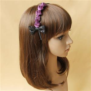 Gorgeous Girl's Purple Rose  Bow Hair Clasp J13034