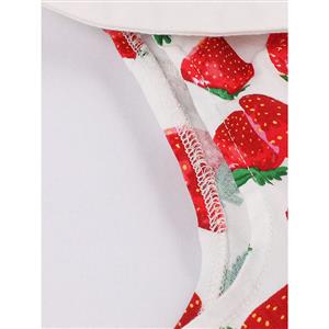 Women's Strawberry Print Sleeveless Collar Swing Cocktail Dress N14372