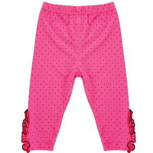 Girls Polka Dot Print Lace Trim Leggings N12239