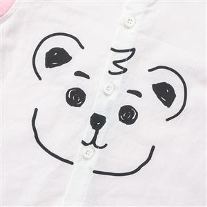 Girls' Teddy Print Patchwork Cotton Shirt N12163