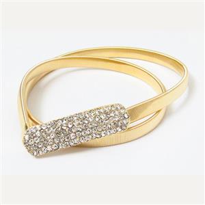Women's Fashion All-match Gold Diamond Thin Waist Belt N17935