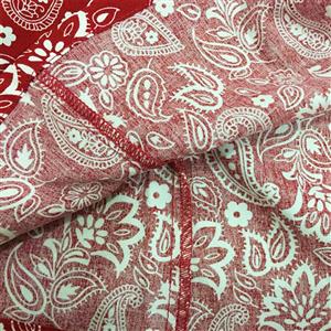 Gorgeous Paisley Pattern Red Short Sleeve Off Shoulder Blouse Top N18728