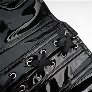 Gothic Black 10 Plastic Boned Belt Buckle Waist Cincher Body Shaper Underbust Corset N23325