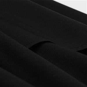 Vintage Black V Neck Short Sleeve Cardigan Irregular Hem A-line Halloween Dress N23156