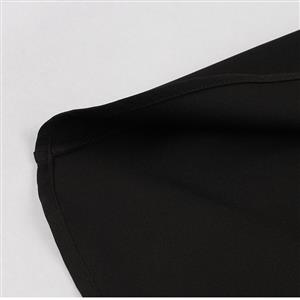 Vintage Black V Neck Short Sleeve Cardigan Irregular Hem A-line Halloween Dress N23156