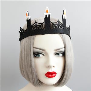 Gothic Black Cobweb Candle Halloween Crown Headwear MS18383