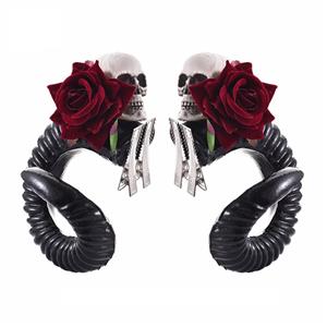Gothic Lolita Rose Taro Devil Black Cockle Side Clip Headwear Clip Hair Accessory N19531