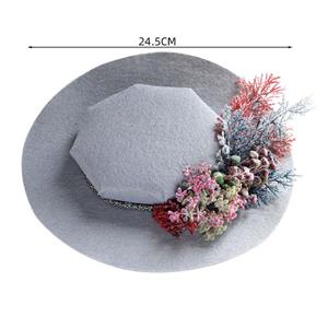 Vintage Flowers and Leaves Princess Bowler-hat Lady Fascinator Party Hairpin Accessory J21676
