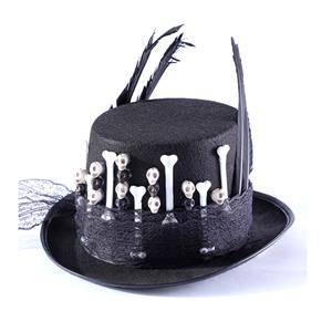 Fancy Vampire Masquerade Party Costume Hat, Steampunk Halloween Cosplay Costume Hat, Retro Fascinator Fancy Ball Top Hat, Vintage Industrial Style Vampire Costume Hat, Fashion Party Costume Hat Accessory, Fancy Victorian Gothic Fascinator, Gothic Style Costume Hat, #J21211