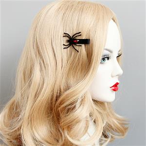 Gothic Black Spider Red Gem Hairpin Halloween Decoration J18387
