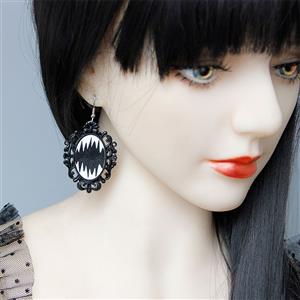 Gothic Black Wavy Badge Halloween Pendant Earrings J19680