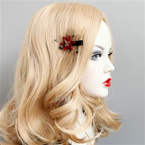 Gothic Red Black Mesh Equinox Flower Hairpin Halloween Decoration J18386