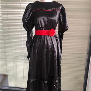 Gothic Vampire Black Long Sleeves Maxi Dress Adult Ghost Bride Wedding Costume N22607