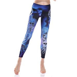 Women's Ultra Soft High Waist 3D Digital Jellyfish Pattern Yoga Workout Leggings L16242