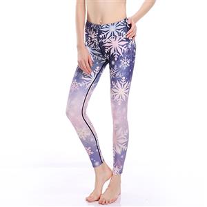 Women's Extra Soft Snowflake Printed High Waist Long Yoga Sport Leggings Christmas Leggings L16349