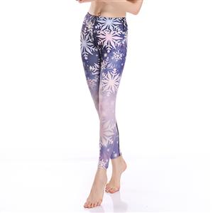 Women's Extra Soft Snowflake Printed High Waist Long Yoga Sport Leggings Christmas Leggings L16349