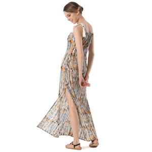 Casual Hemp Rope Hippie Style Sleeveless Cut-outs Beachwear Maxi Day Dress N18767