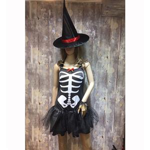 Sexy Halloween Costume, Hot Sale Scary Costume, Cheap Skeleton Costume, Women's Horror Costume, Witch Costume, #N14665