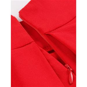 Hot Sale Red High-waist Swing Midi Women's Skirt N14252