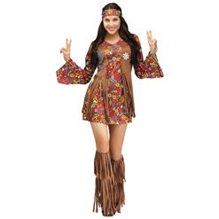 1960's Hippie Hottie Fancy Dress Costume, Women's Vintage Costume, Hippie Dress Adult Costume, Adult Peace & Love Hippie Costume, #N12598