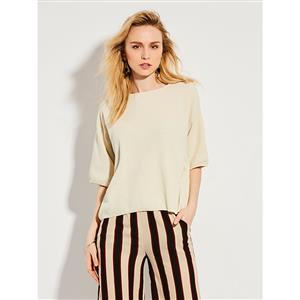 Plain Blouses, Sexy Women's Blouses, Beige Blouse Top, Sexy Blouse for Women, Half Sleeve Blouse, #N14932
