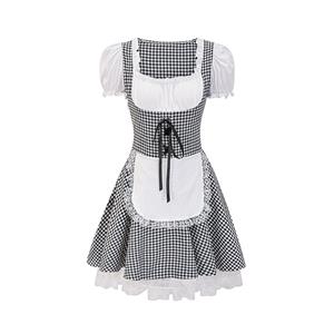 Women's Black Adult Short Sleeve Maid Mini Dress Cosplay Halloween Costume N23089