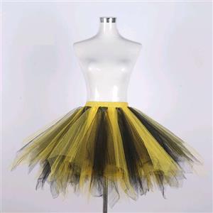 Lovely Black And Gold Double Layered Gauze Outer Elastic Band High-waisted Tulle Tutu Skirt HG20205