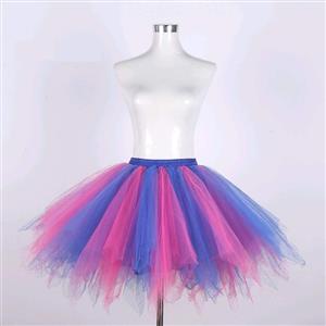 Lovely Pink And Purple Double Layered Gauze Outer Elastic Band High-waisted Tulle Tutu Skirt HG20208