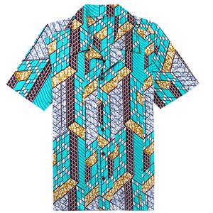 Retro Style Geometric Print Casual Cotton T-shirt Fifties Bowling Shirt N16641