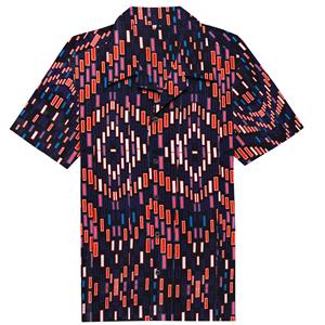 Retro Style Rectangle Print Casual Cotton T-shirt Fifties Bowling Shirt N16642