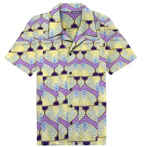 Retro Style Symmetric Figure Print Casual Cotton T-shirt Fifties Bowling Shirt N16643