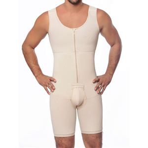 Men's Apricot Zipper Closure Jockstrap Shapewear Body Shaper Bodysuit for Sport N18885