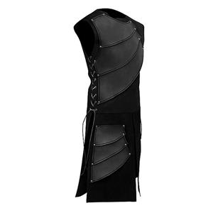 Men's Sexy Black Steampunk PU Leather Armour One-piece Long Gown Tunic Costume N19044