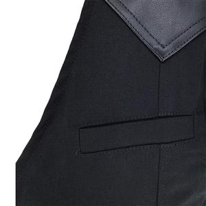 Mens Steampunk Faux Leather Waistcoat Buckles V Neck Party Vest N19047
