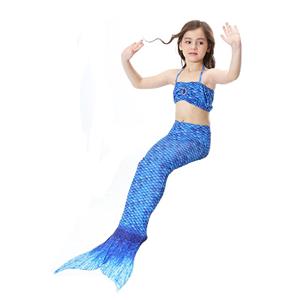 3PCS Blue Mermaid Tail Swimsuit Sea-Maid Princess Bikini Swimming Set N16750