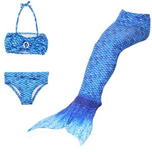 3PCS Blue Mermaid Tail Swimsuit Sea-Maid Princess Bikini Swimming Set N16750