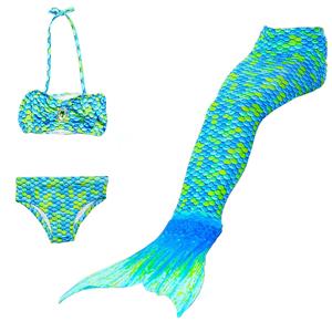 3PCS Blue/Green Mermaid Tail Swimsuit Sea-Maid Princess Bikini Swimming Set N16780