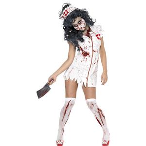 Horror Costume, Halloween Costume with Blood, Zoombie Costume, Scary Costume, Women's Costume, Bloody Costume, Nurse Costume, #N11798