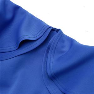 Women's Sexy Blue Off Shoulder Long Sleeve Ruffled Falbala Bodycon Party Dress N15704