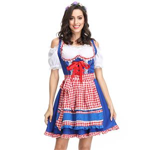 3ps Sexy Off-shoulder Bavarian Beer Girl Cosplay Mini Dress Adult Oktoberfest Costume N19154