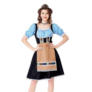 Women's Bavarian Beer Girl Cosplay False Two Pieces Mini Dress Adult Oktoberfest Costume N20735