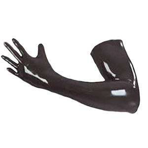 Black Long Wetlook PVC Gloves HG12700