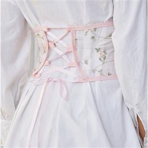 Fashion Spinning Embroidery Back Lace-up Elastic Wide Girdle  Belt N22312