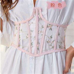 Fashion Spinning Embroidery Back Lace-up Elastic Wide Girdle  Belt N22312