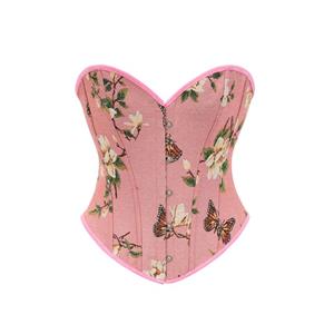 Fashion Womens Butterfly Print Corset Vintage Renaissance Tank Top Vest Camisole N23455