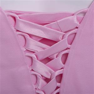 Women's Elegant Pink Sleeveless A-Line Appliques Beading Mini Homecoming Dress N15842