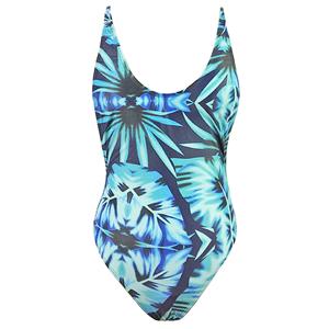 Sexy Blue Plant Print Swimsuit, One-piece Plant Print Swimsuit, #N12613